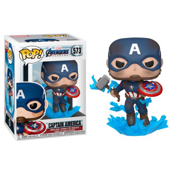 Figura POP Marvel Vengadores Endgame Capitan America con Escudo roto y Mjolnir - Imagen 2
